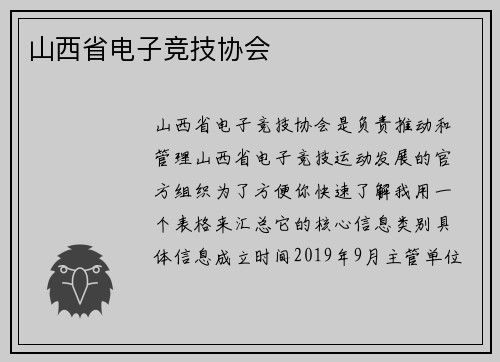 山西省电子竞技协会